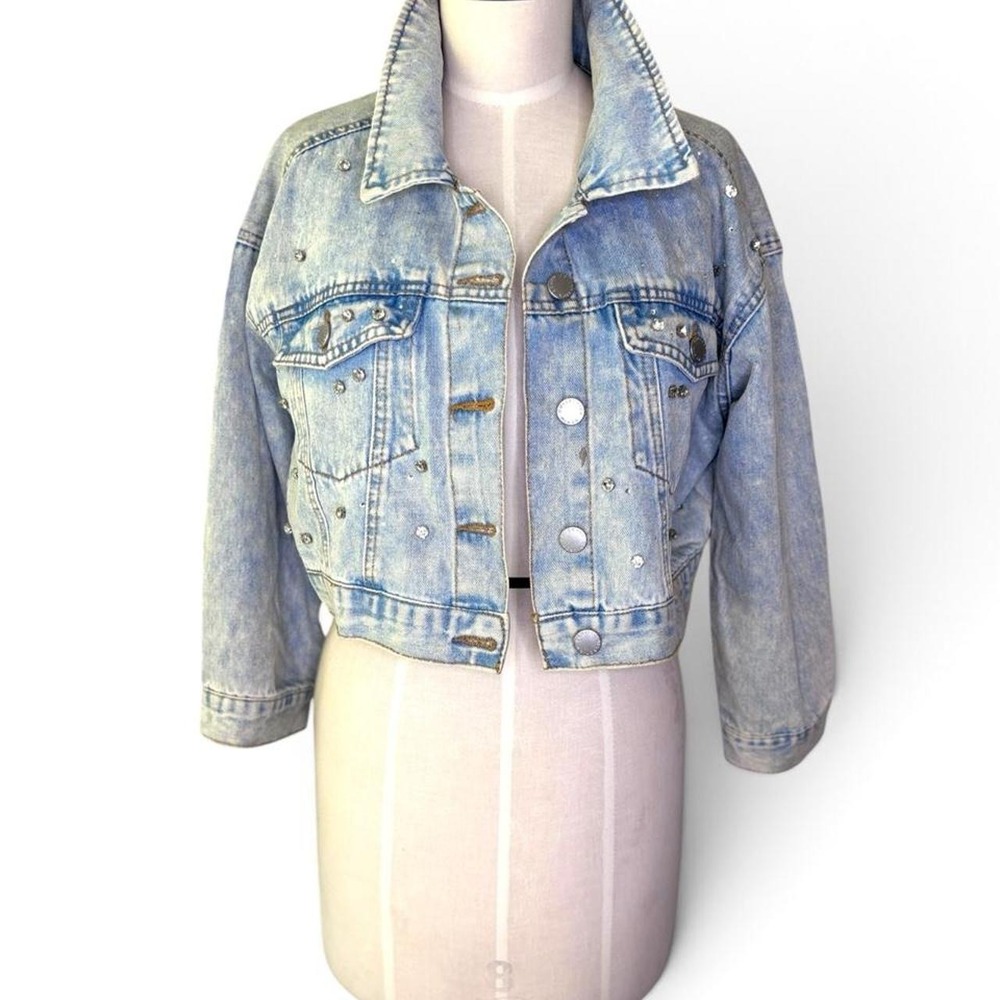 Rhinestone Denim Jacket Cisono Light Blue Denim Jacket